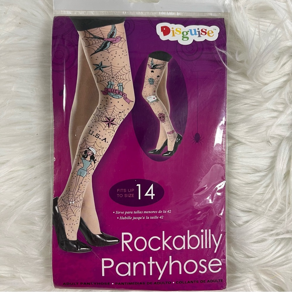 Disguise Rockabilly Tattoo Pantyhose NEW costume Halloween OSFM